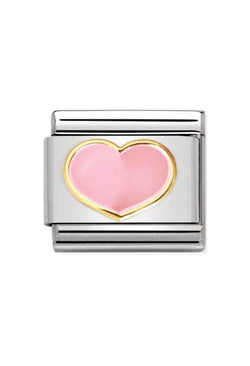 Nomination Composable Classic LOVE 2 PINK HEART in Stainless Steel, Enamel and 18k Gold