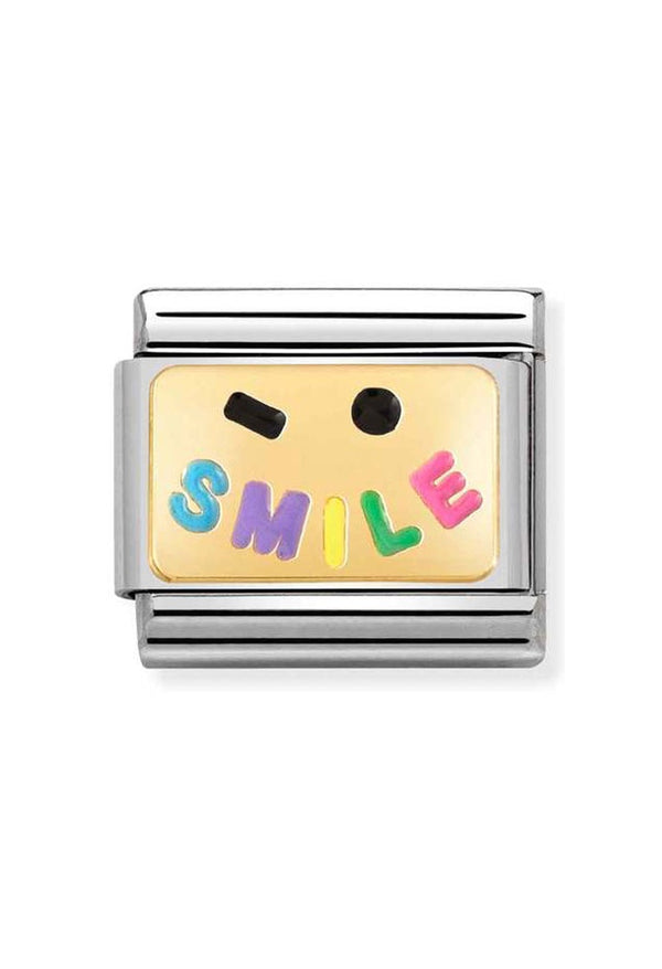 Nomination Composable Classic PLATES SMILE PLATE in Steel, Enamel and Bonded Yellow Gold