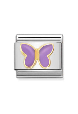 Nomination Composable Classic SYMBOLS LILAC BUTTERFLY in Steel, Enamel and 18k Gold