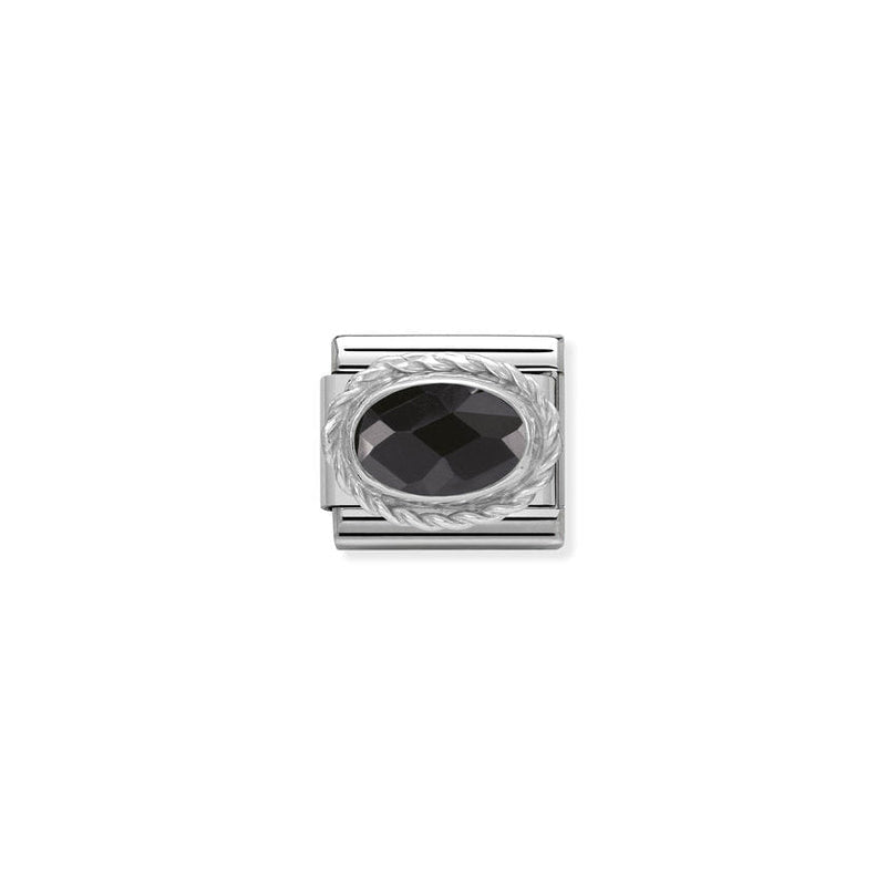 Nomination Composable Classic Link Faceted Cubic Zirconia Black in Sterling Silver