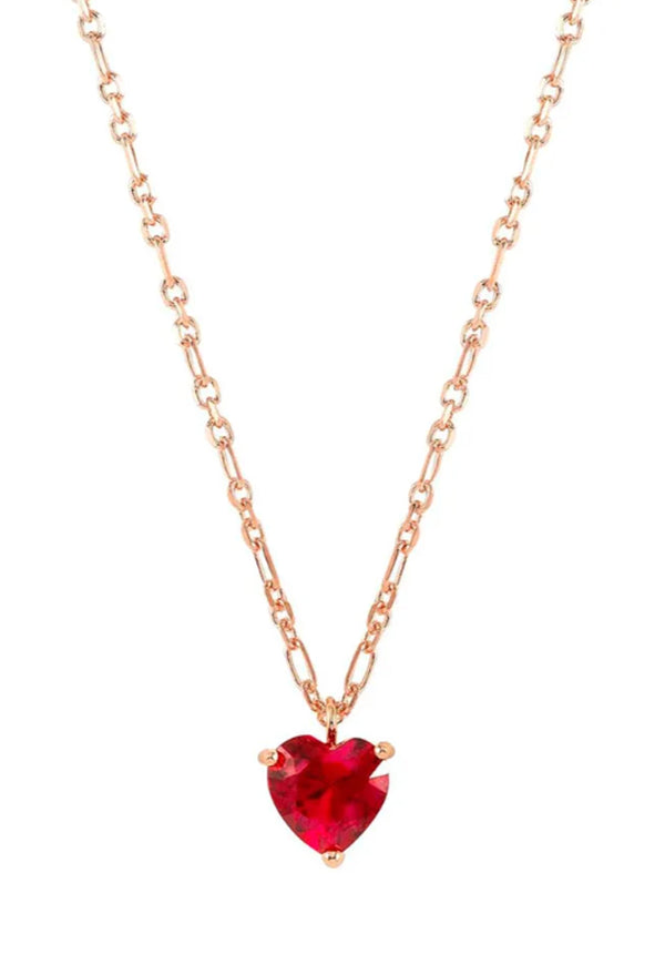 Nomination Sweetrock Sparkling Love Red Heart Necklace Silver Rose Gold Plated