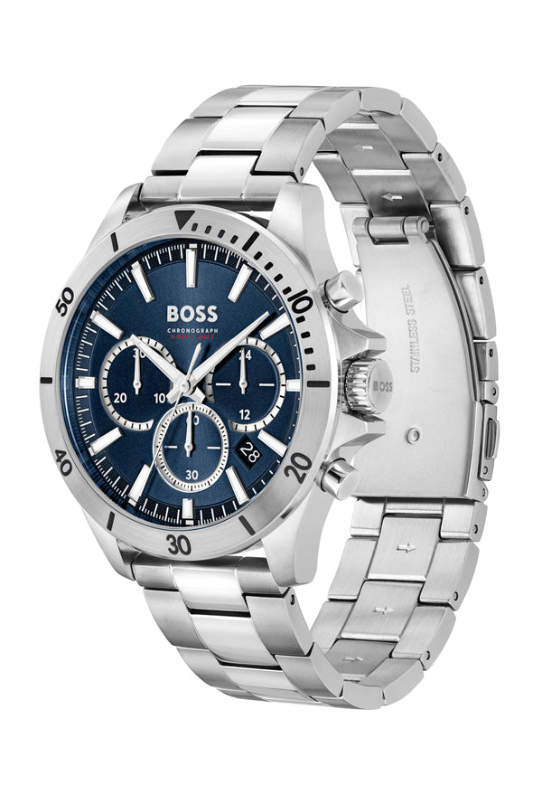 BOSS Gents Troper Blue Dial Chronograph Stainless Steel Bracelet Watch