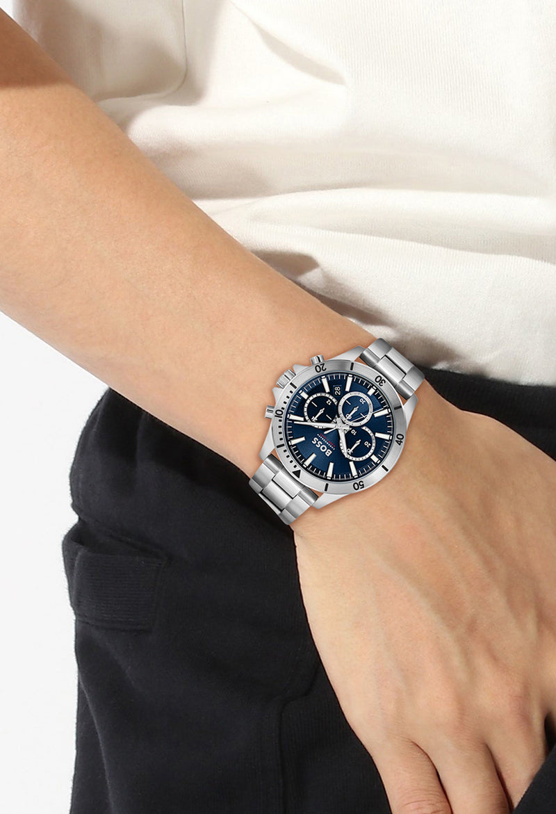 BOSS Gents Troper Blue Dial Chronograph Stainless Steel Bracelet Watch