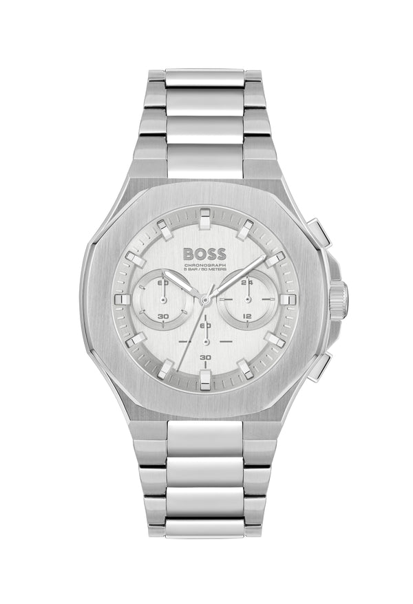 BOSS Gents Taper Silver Chronograph Dial Bracelet Stainless Steel Watch