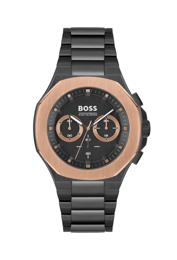 BOSS Gents Taper Chronograph GQ Black Ion Plated Bracelet Watch