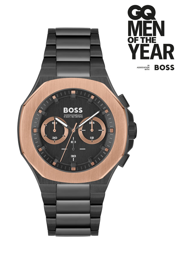 BOSS Gents Taper Chronograph GQ Black Ion Plated Bracelet Watch
