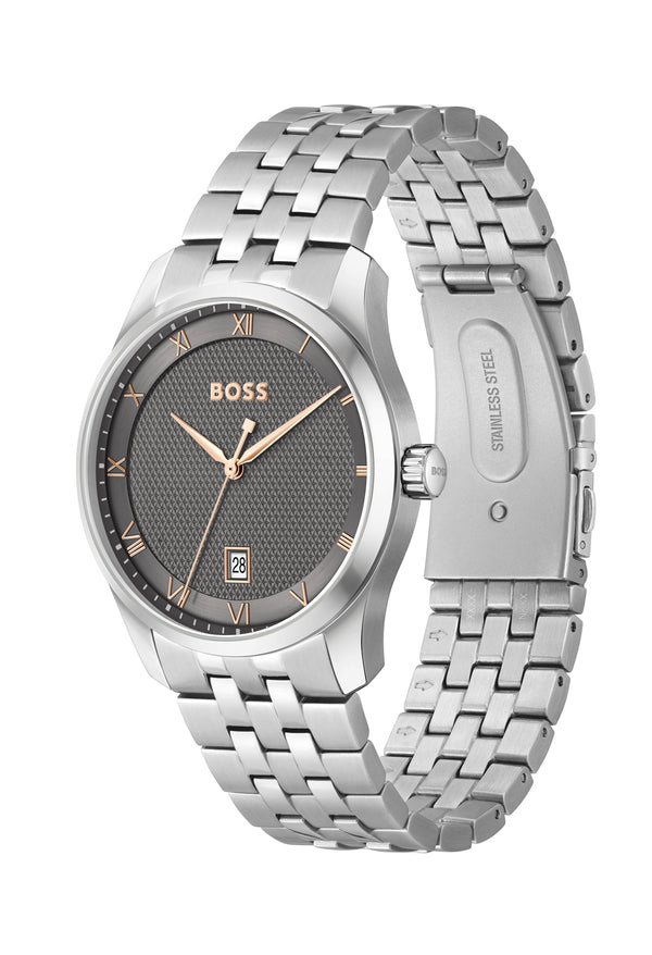 BOSS Gents Principle Grey Roman Bracelet Stainless Steel Watch