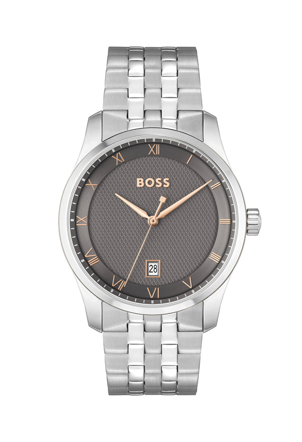 BOSS Gents Principle Grey Roman Bracelet Stainless Steel Watch