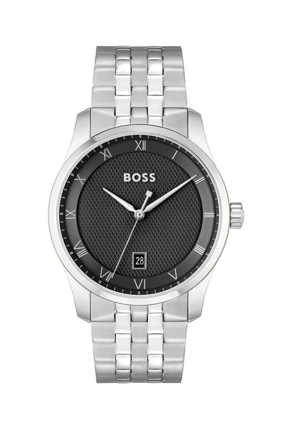 BOSS Gents Principle Black Dial Bracelet Stainless Steel Watch