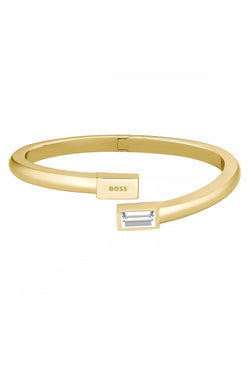 BOSS Clia Crystal Hinged Bangle in Grey Ion Plated *