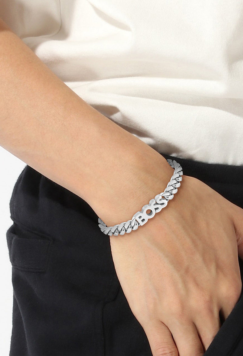 BOSS Gents Kassy 'BOSS' Curb Stainless Steel Bracelet