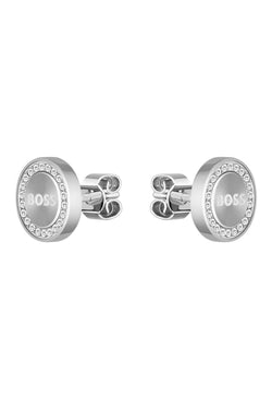 BOSS Ladies Iona Crystal Set Stud Stainless Steel Earrings