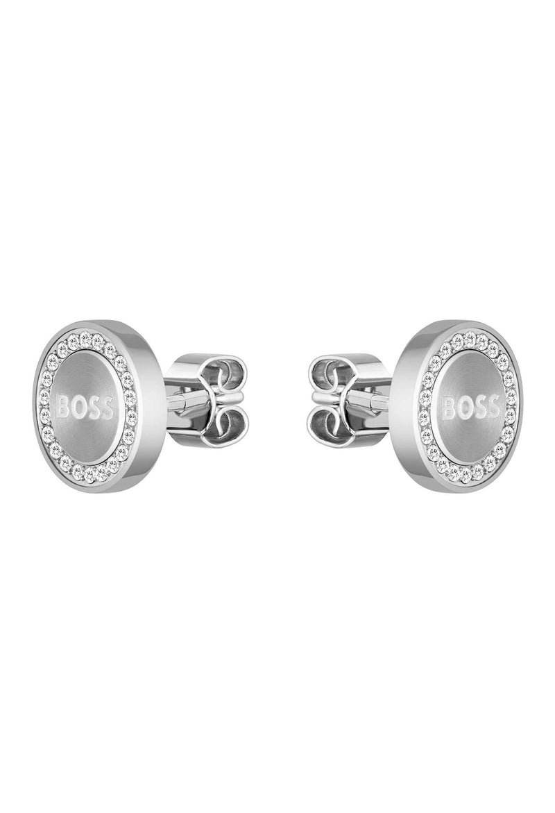 BOSS Ladies Iona Crystal Set Stud Stainless Steel Earrings