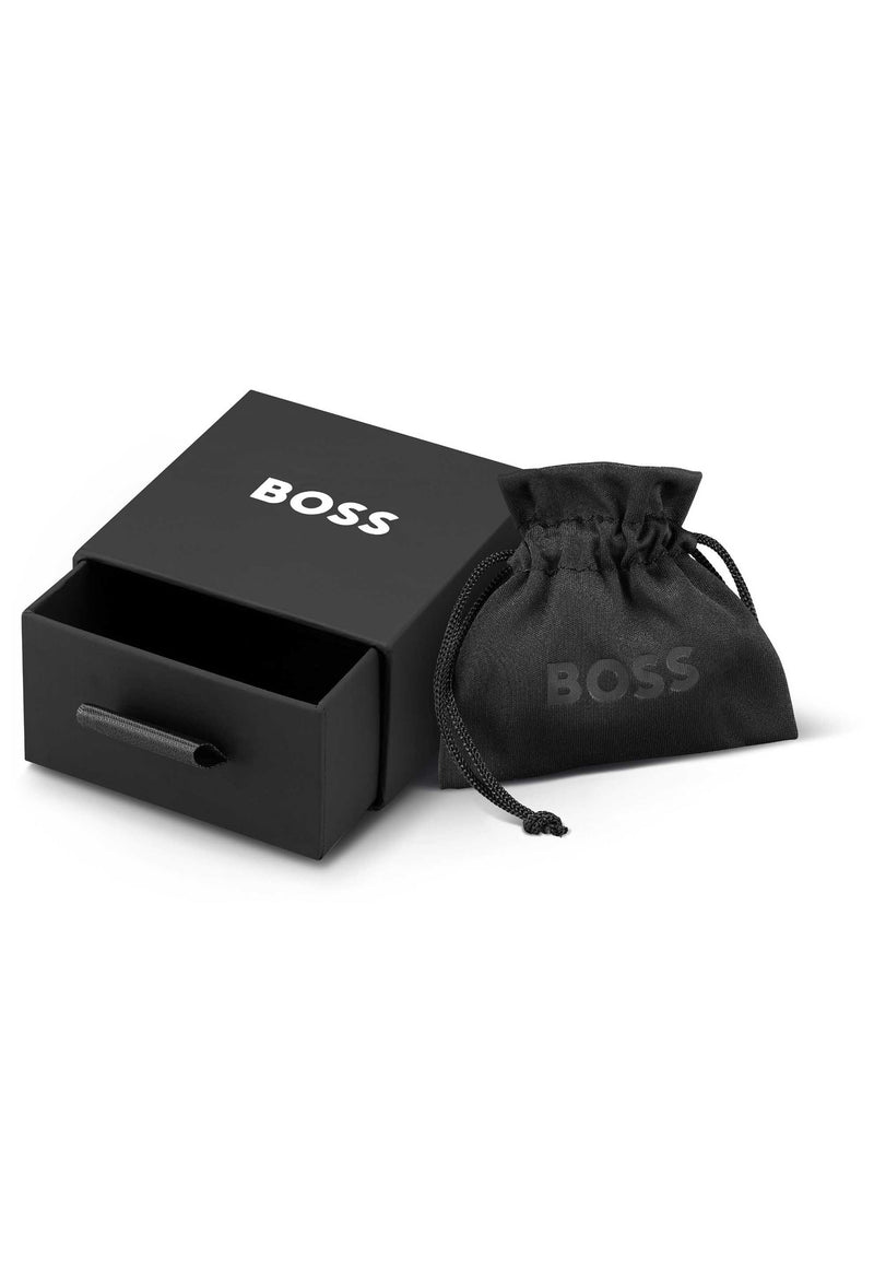 BOSS earrings gift set: Stainless steel stud earrings presented in branded box with dust bag. Perfect jewelry gift for women.