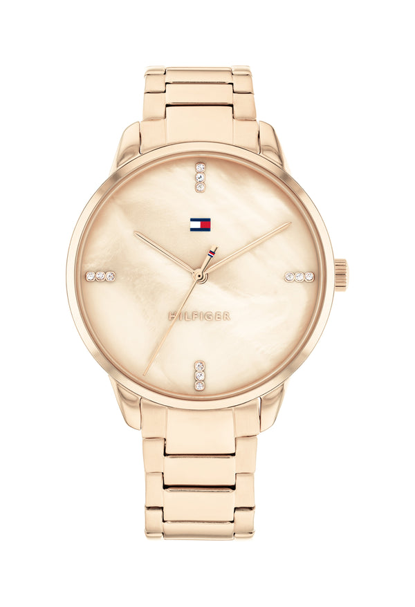 Tommy Hilfiger Ladies Paige Carnation MOP Dial Bracelet Watch Rose Gold Plated *