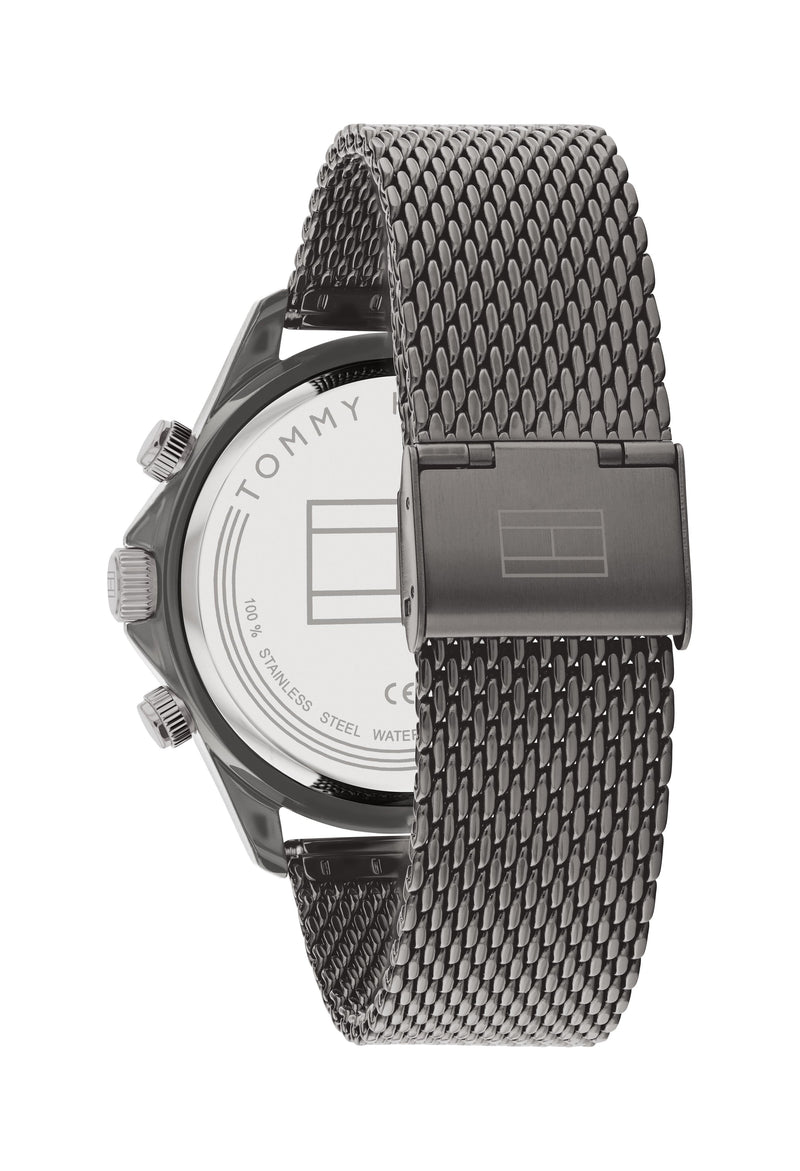 Tommy Hilfiger Gents Miles Grey Dial Mesh Bracelet Watch Stainless Steel *