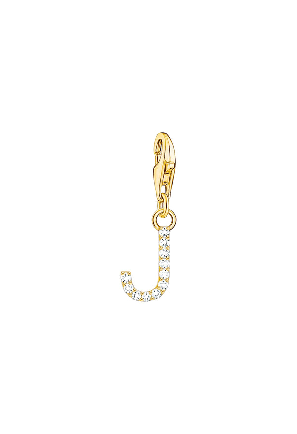 Thomas Sabo Cubic Zirconia Letter J Charm Silver Gold Plated