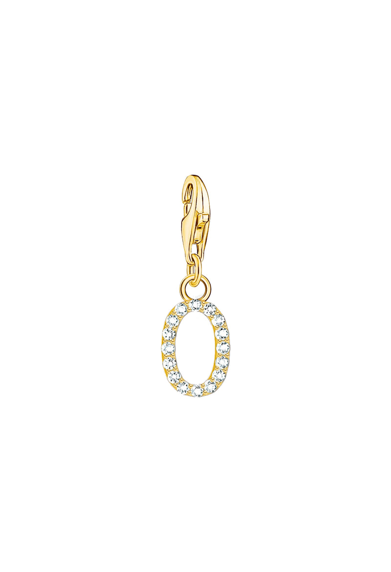 Thomas Sabo Cubic Zirconia Letter O Charm Silver Gold Plated