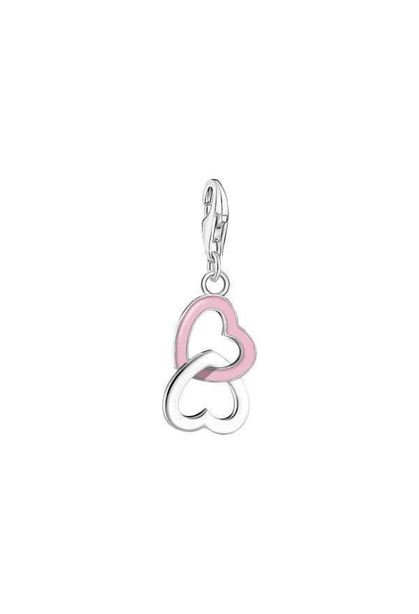 Thomas Sabo Pink Intrlocking Hearts  Charm in Silver