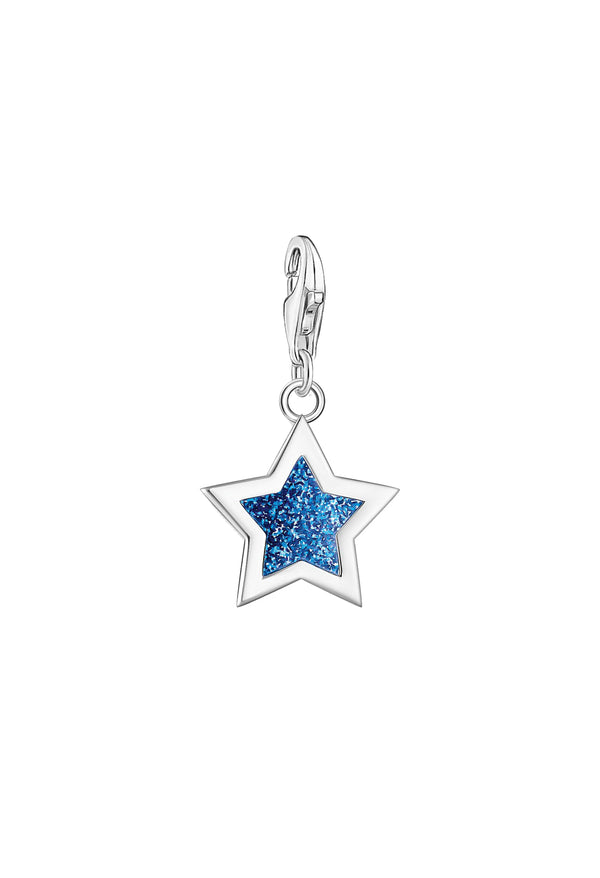 Thomas Sabo Blue Glitter Enamel Star Charm in Silver
