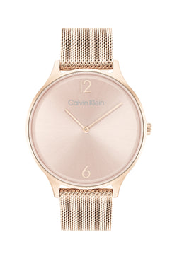 Calvin Klein Ladies Timeless Mesh Pink Dial Bracelet Watch