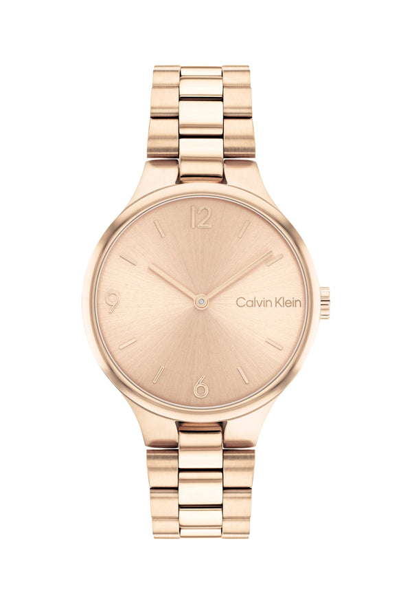 Calvin Klein Ladies Linked Bracelet 32mm Silver Rose Gold Watch