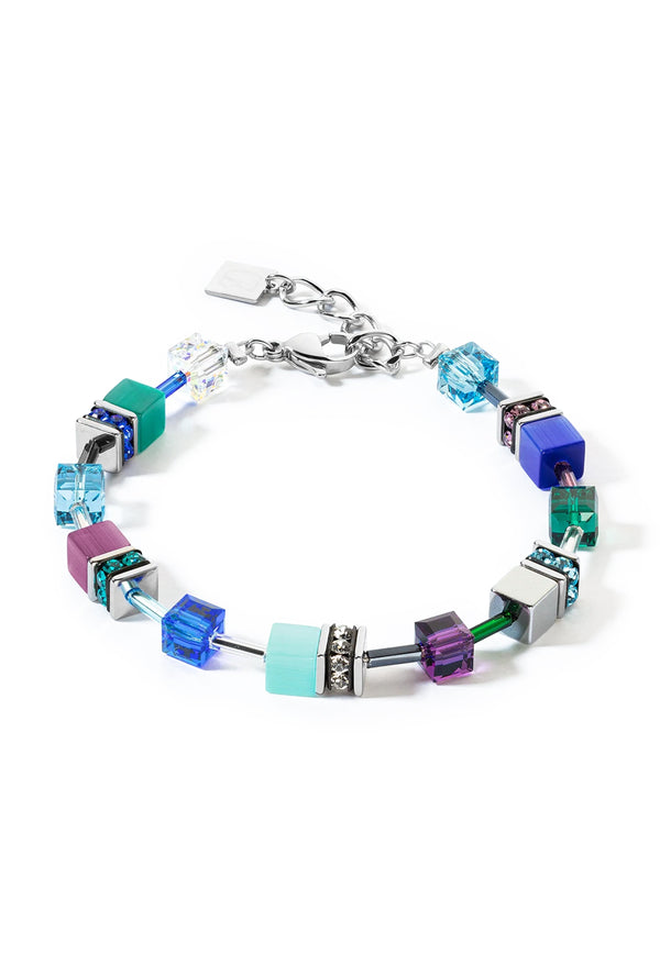 Coeur De Lion GeoCube Turquoise-Purple Bracelet Stainless Steel