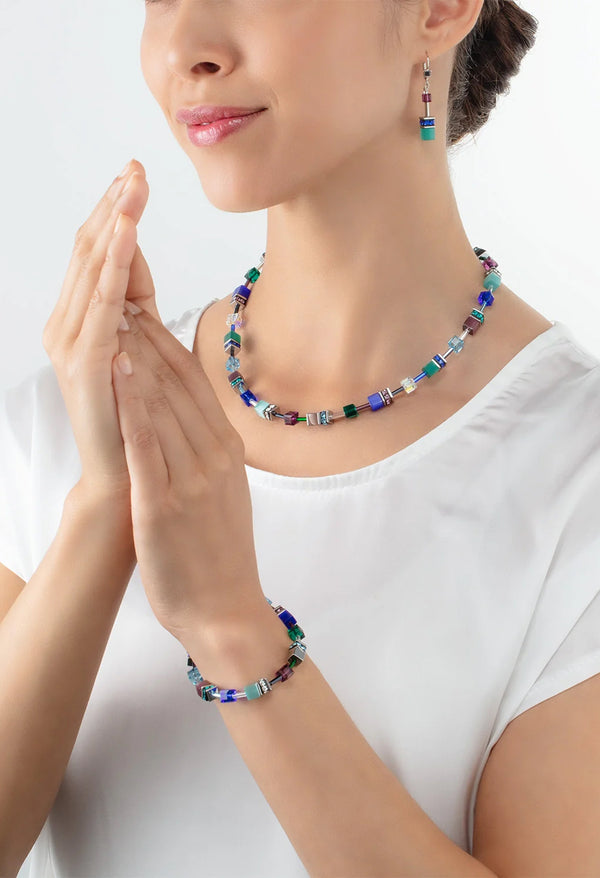 Coeur De Lion GeoCube Turquoise-Purple Bracelet Stainless Steel