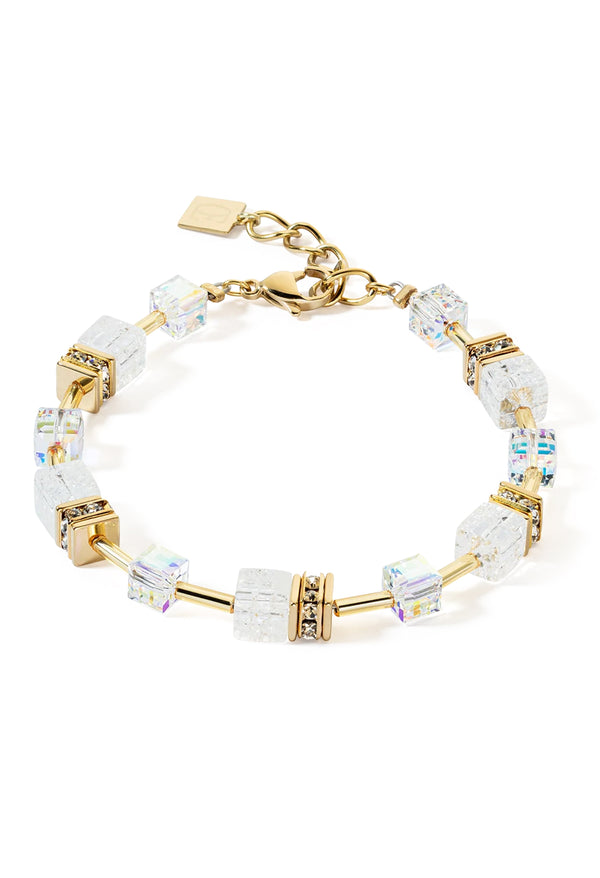 Coeur De Lion GeoCube Rock Crystal Bracelet Gold Plated
