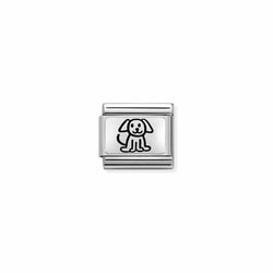 The Nomination Composable Classic Link oxidized plates 2 Family Dog in steel and 925 silver, a metal charm from Nomination Italy, at OD’s Jewellers in St Helens.