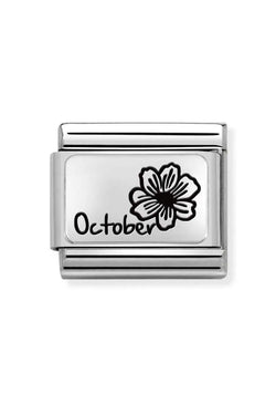 Nomination Composable Classic Link Month Flower Plate October in Silver
