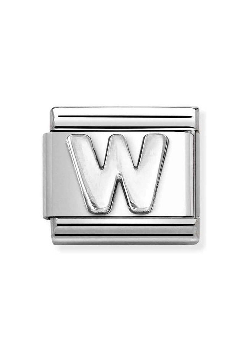 Nomination Composable Classic Oxidized LETTERS W in Steel and 925 Silver