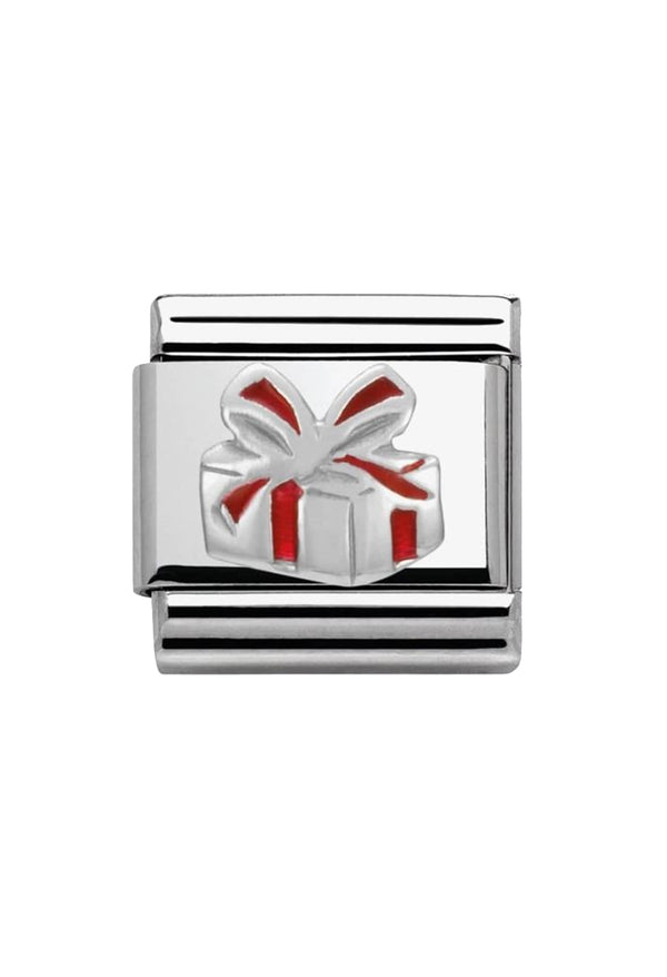 The Nomination Composable Classic Link Silver Gift Box charm, a silver metal jewelry charm from Nomination Italy, at OD’s Jewellers St Helens.