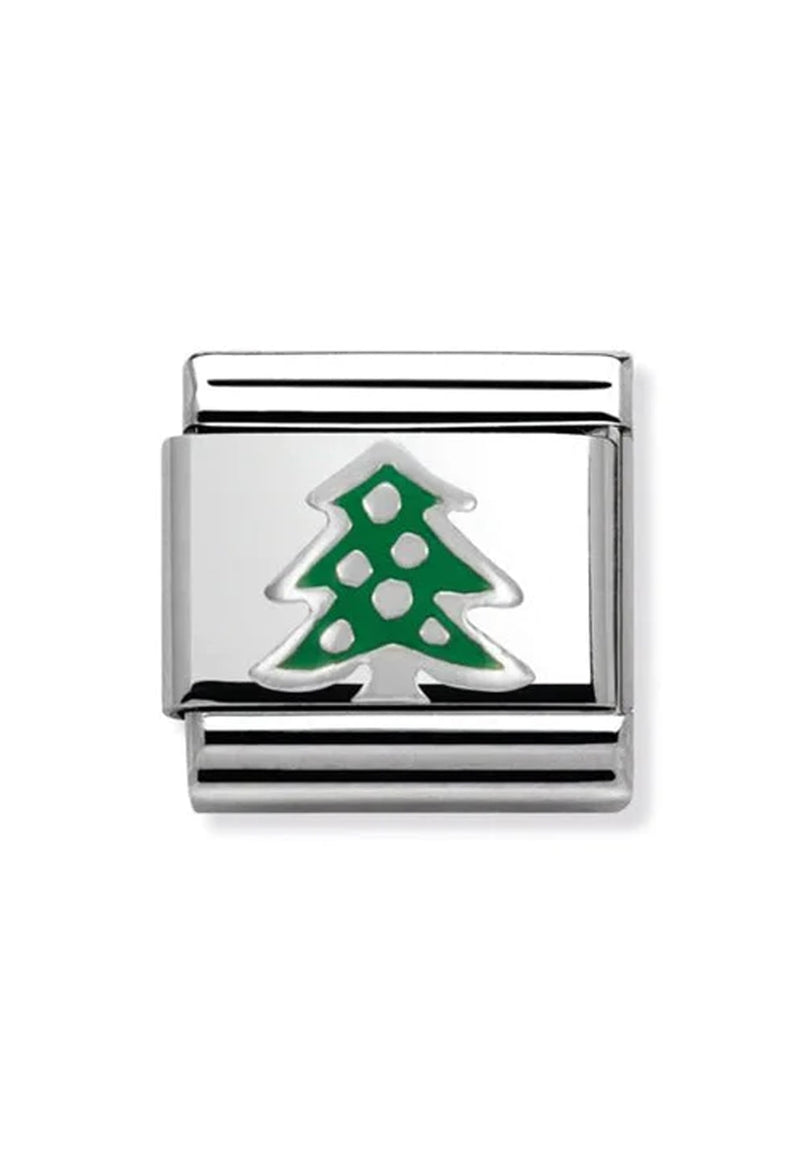 The Nomination Composable Classic Link Christmas Tree charm, silver metal from Nomination Italy, at OD’s Jewellers in St Helens.