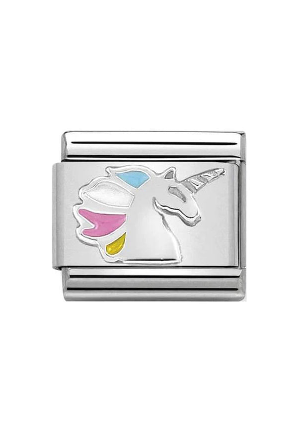 Nomination Composable Classic Link CHRISTMAS UNICORN in Stainless Steel, Enamel & Arg 925