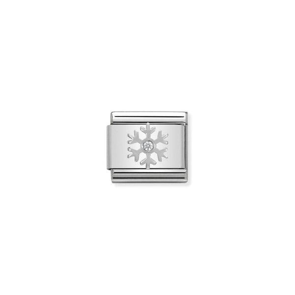 Nomination Composable Classic Link Christmas White Snowflake in enamel Cubic Zirconia and Silver 925