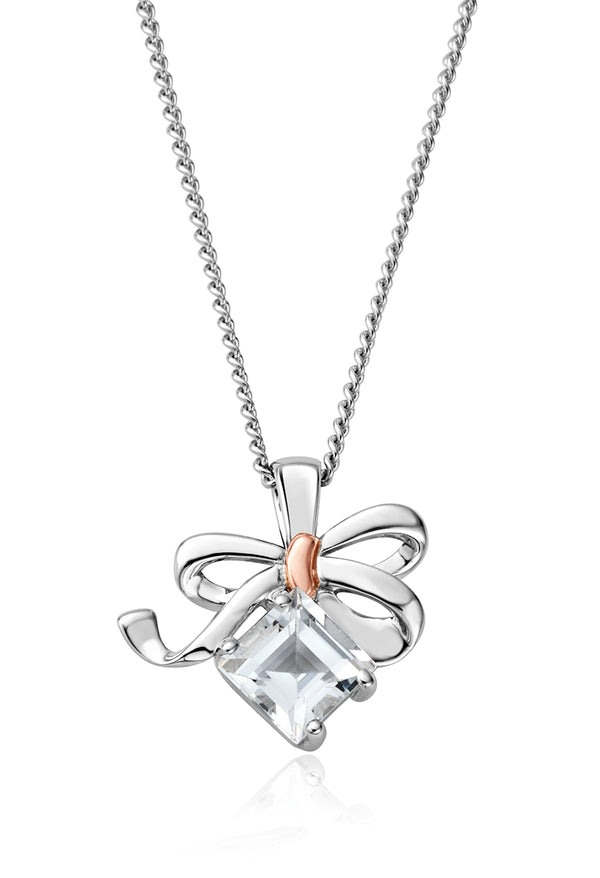 Clogau Christmas Bow Pendant in Silver