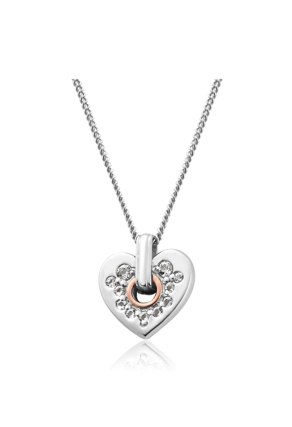 The Clogau Cariad Silver Sparkle Heart Pendant with White Topaz, a sterling silver necklace from Clogau, OD’s Jewellers, St Helens