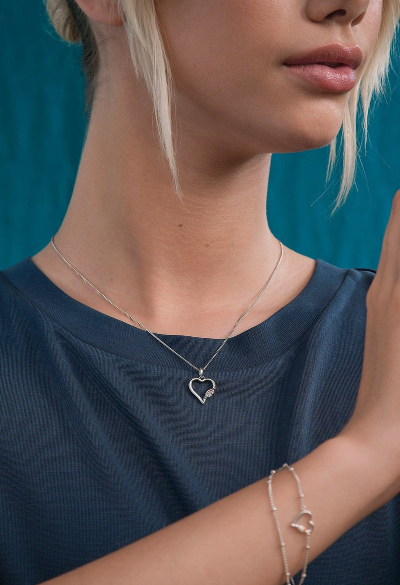 Clogau Past Present Future Heart Pendant With White Topaz in Sterling Silver
