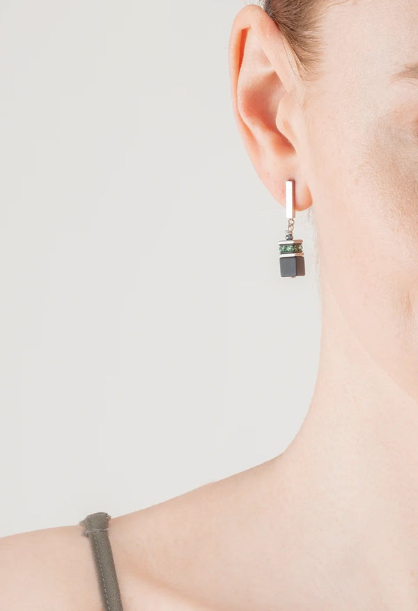 Coeur De Lion Sage Geo Cube Earrings