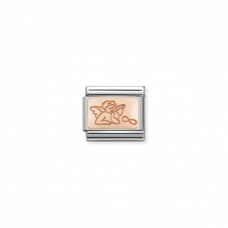 Nomination Composable Classic Link PLATES GUARDIAN ANGEL in Stainless Steel with 9K Rose Gold