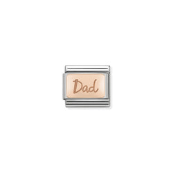 Nomination Composable Classic Link Plates Dad Plate in Stainless Steel with 9K Rose Gold