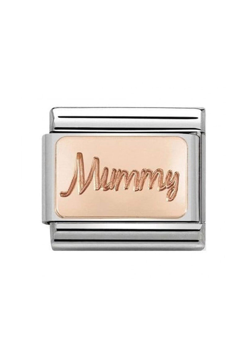 Nomination Composable Classic Link Plates Mummy Plate in Stainless Steel with 9K Rose Gold