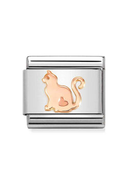 Nomination Composable Classic SYMBOLS CAT in Steel and 375 Gold