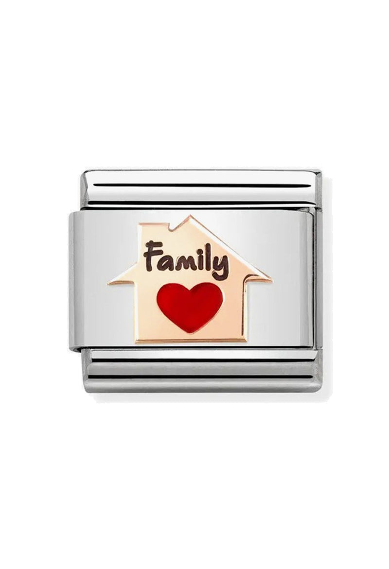 Nomination Composable Classic Link SYMBOLS FAMILY RED HEART HOUSE in Steel, Enamel & Gold 375
