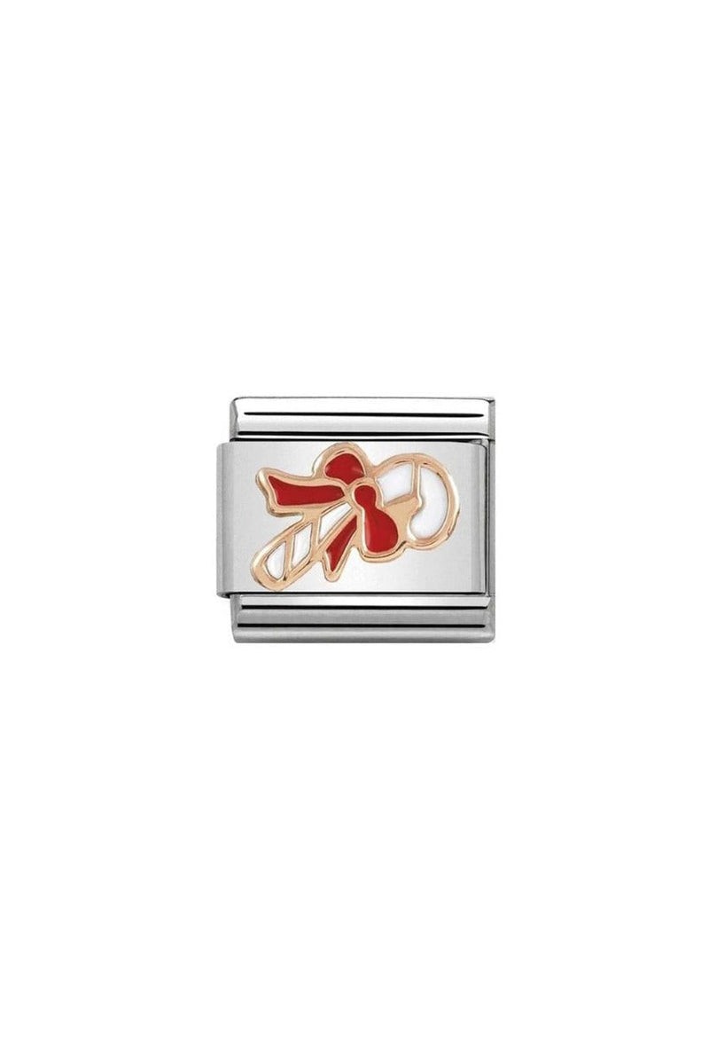 Nomination Composable Classic Link RELIEF CANDY CANE in Stainless Steel Enamel and 9K Gold