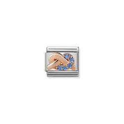 Nomination Composable Classic Link Symbols Light Blue Knot in 9K Rose Gold and CZ