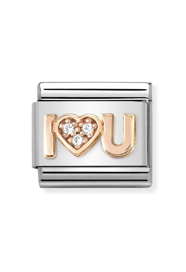 Nomination Composable Classic I Heart You Link in 9k Rose Gold