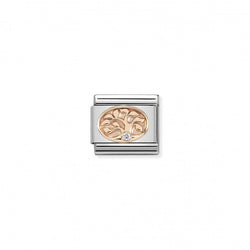 Nomination Composable Classic Link SYMBOLS TREE OF LIFE in Stainless Steel with 9K Rose Gold and Cubic Zirconia