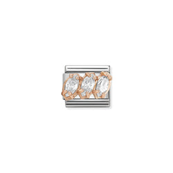 Nomination Composable Classic Link Zirconia White Tryptich in 9K Gold